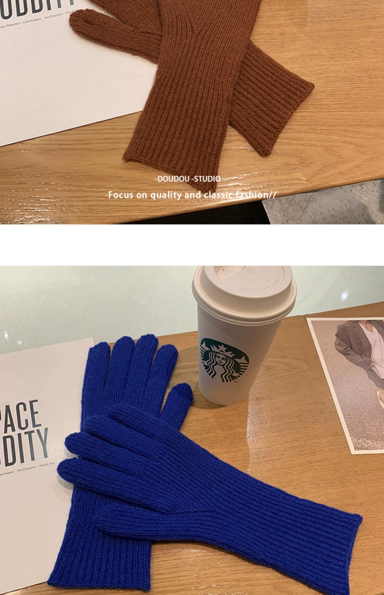Women's Korean-Style Solid Color Wool Couple Gloves