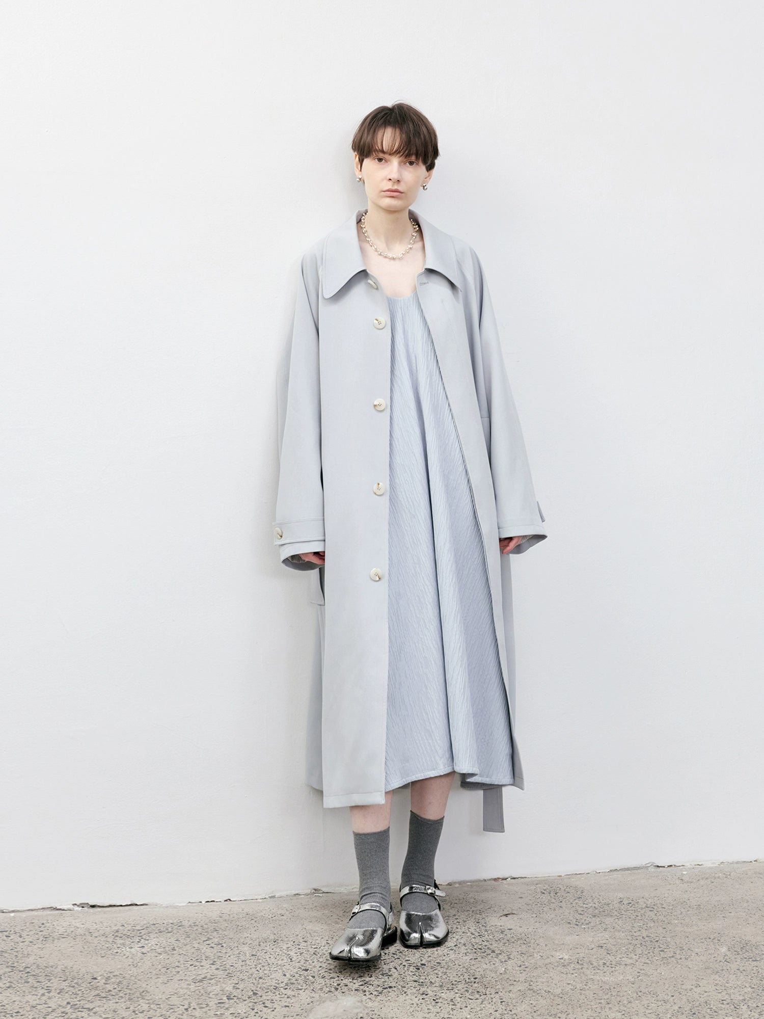 Tageechita Stripes Lapel Long Trench Coat Viralgem Store