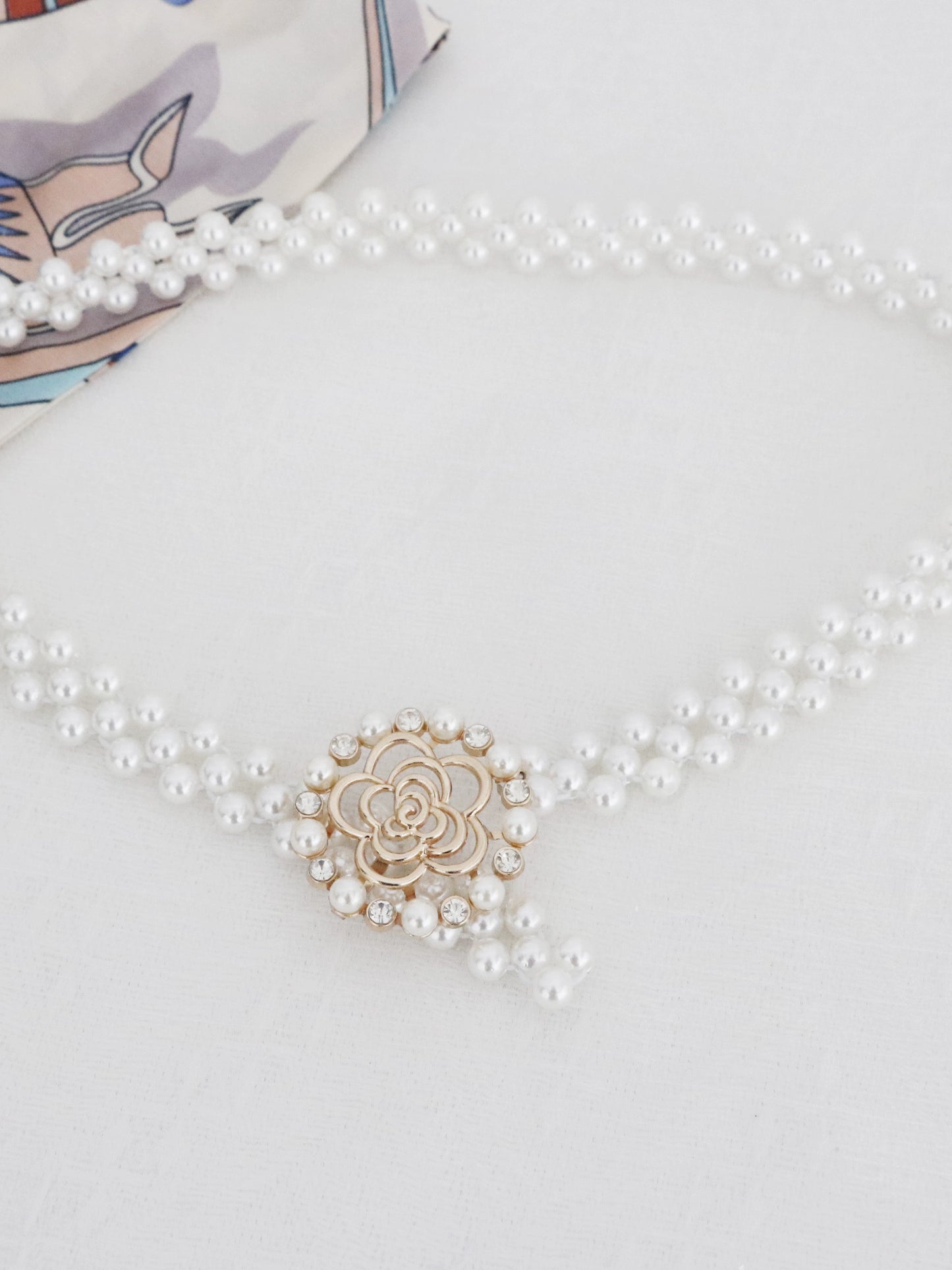 Women's Pearl Elastic Rhinestone Hanfu Waist Dress