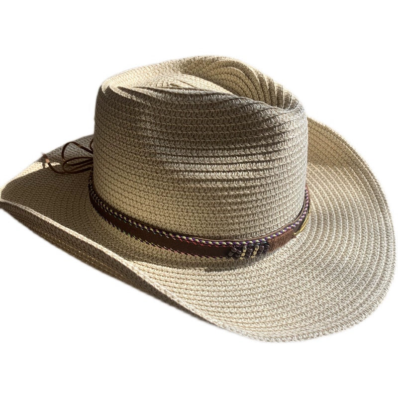 Straw Hat Foldable Couple Fishing Western Cowboy Hat