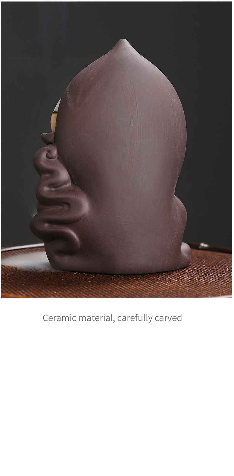 1Pc Auspicious Clouds Buddha Purple Clay Backflow Incense Burner Incense Stick Holder Home Office Tea House Decorate -No Incense