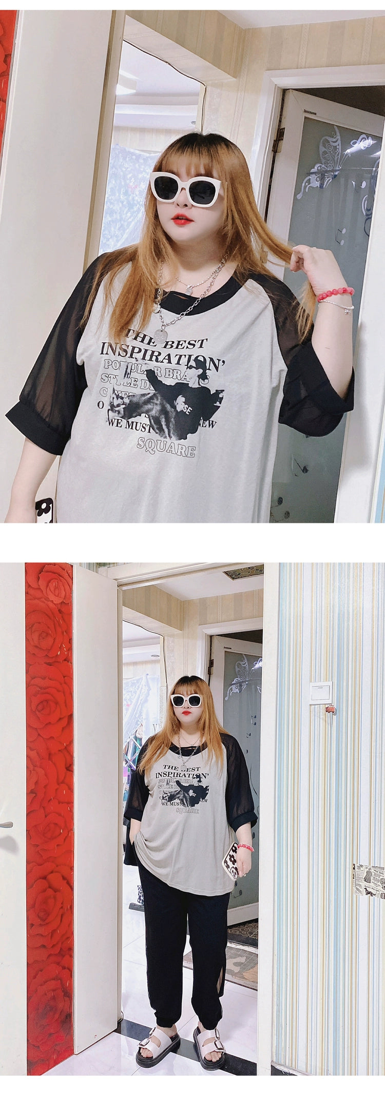 120.00kg Fashion Style Hello Fat Girl Short Sleeve T-shirt