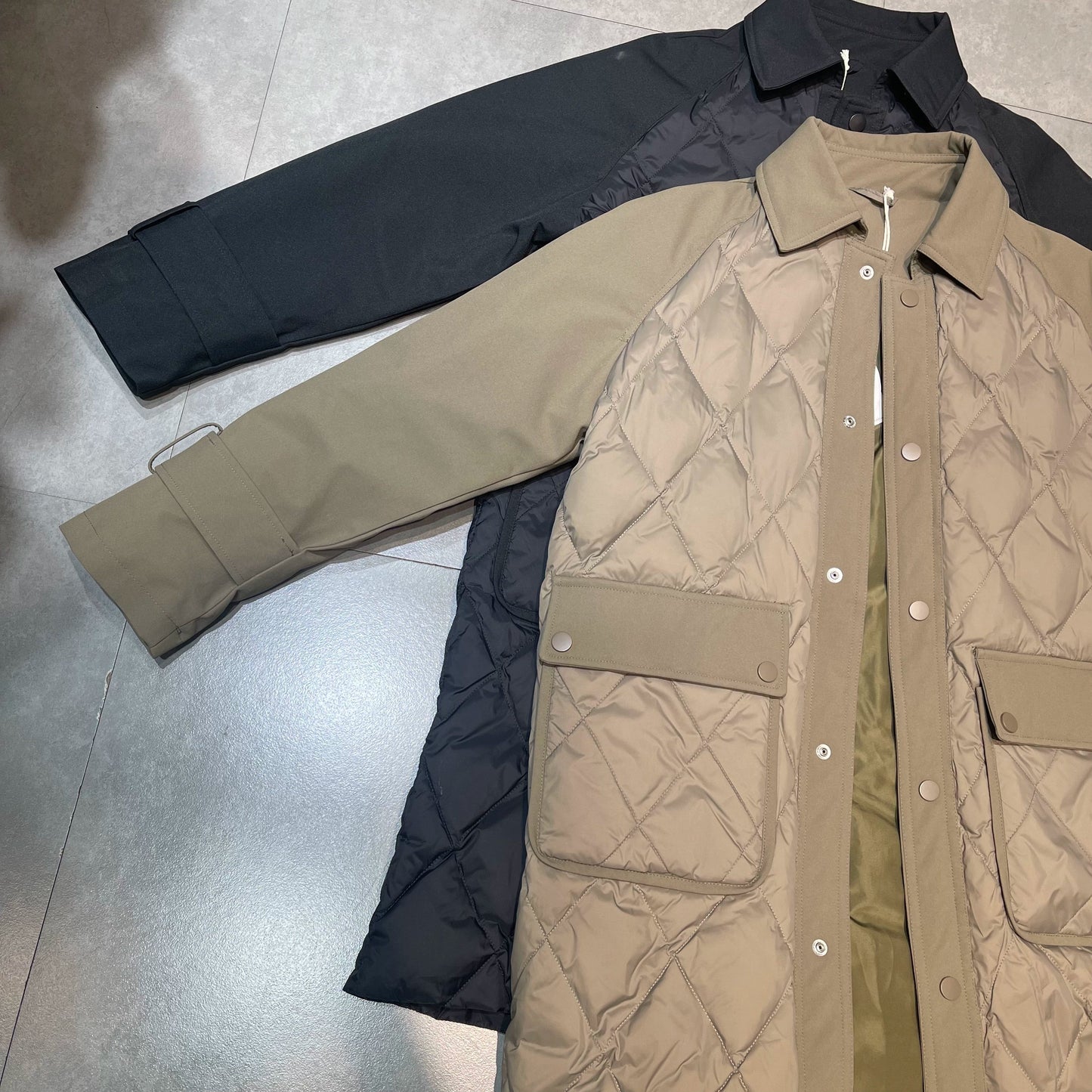 23 Winter Thickened New Duck down Diamond Lattice Mid Length Long Length Trench Coat down Jacket Trendy Loose Retro Warm Outwear Viralgem Store