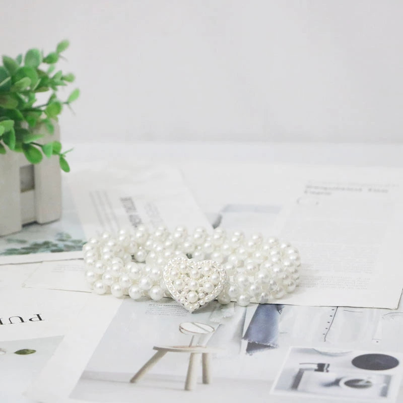 Women's Pearl Elastic Rhinestone Hanfu Waist Dress