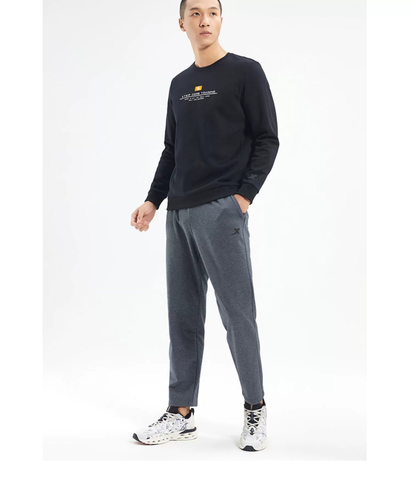 Xtep Fleece-lined Thermal Knitting Pants Male Fall and Winter New Arrival Training Workout Pants Loose Casual Straight Men's Pants