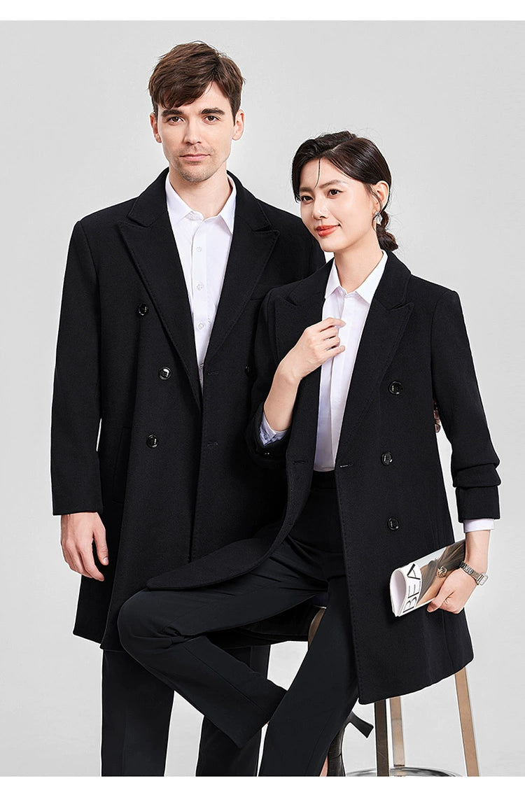 Woolen Coat Winter Thickened New Double Breasted Suit Coat Hotel Manager Work Clothes Mid Length Long Length Trench Coat Viralgem Store
