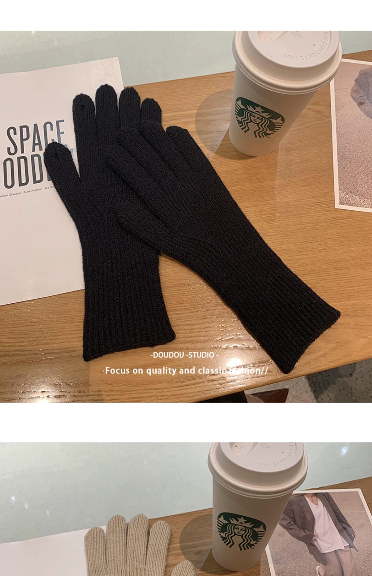 Women's Korean-Style Solid Color Wool Couple Gloves