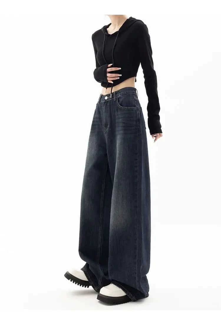 Wide Leg Jeans Women Korean Fashion Harajuku Baggy Denim Tro
