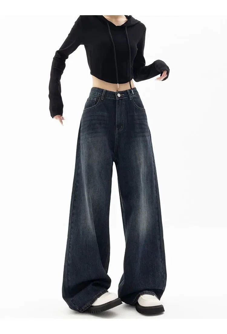 Wide Leg Jeans Women Korean Fashion Harajuku Baggy Denim Tro