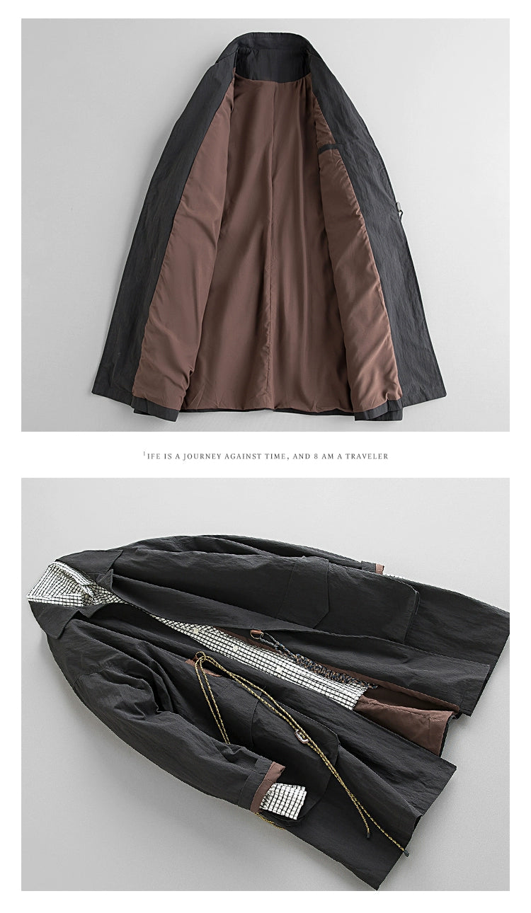 Spring & Fall Retro Removable Mid Length Long Length Outdoor Windbreaker Viralgem Store