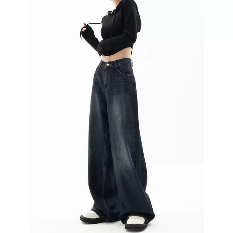 Wide Leg Jeans Women Korean Fashion Harajuku Baggy Denim Tro