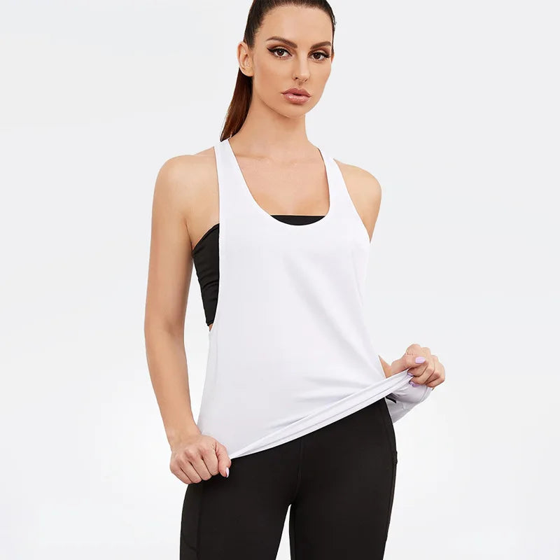 Women's Sports Smock Fitness Vest T-shaped Quick Drying Slim Sleeveless Running Sports Vest