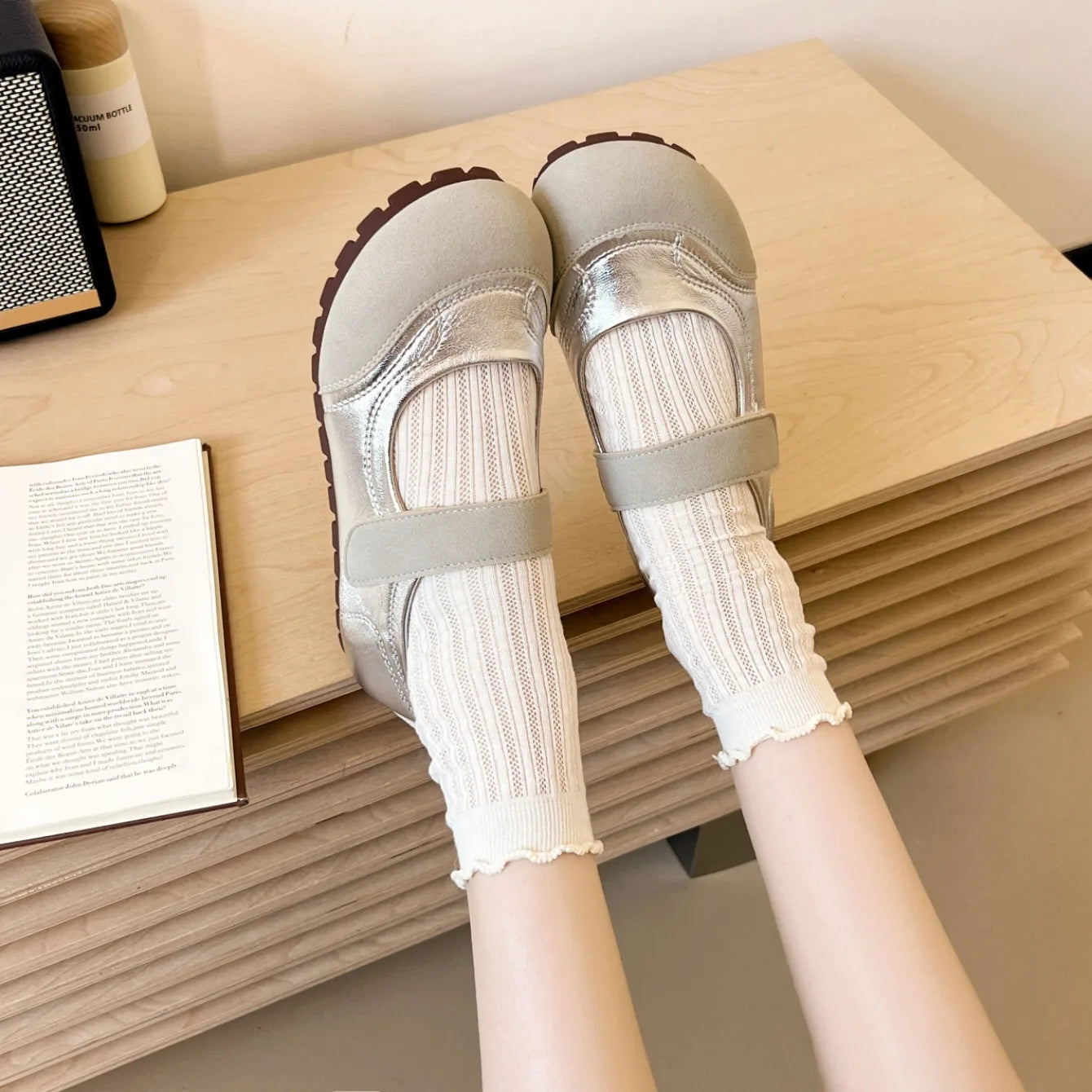 Women's Plus Size Mary Jane Shoes Spring and Summer Hollow Breathable Hook and Loop Design Soft-soled Comfortable Low-top Shoes Viralgem Store