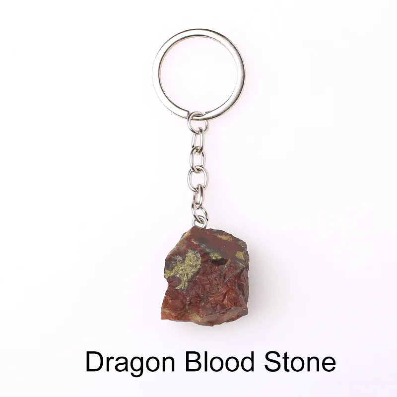 20pcs Natural Rough Raw Stone Crystal Quartzs Keychain Women Men Handbag Hangle Car Key Holder Raw Mineral Stone KeyRing Jewelry Viralgem Store