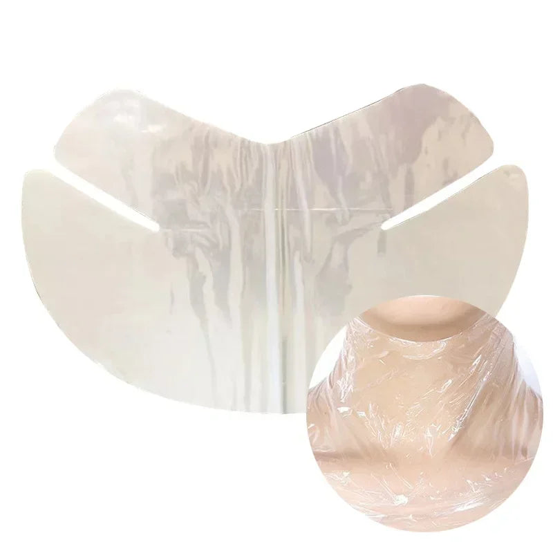 100pcs Masks Wrap Face Plastic Film Full Face Cleaner Mask Neck Stickers Paper Disposable Transparent Facial Beauty Makeup Tools