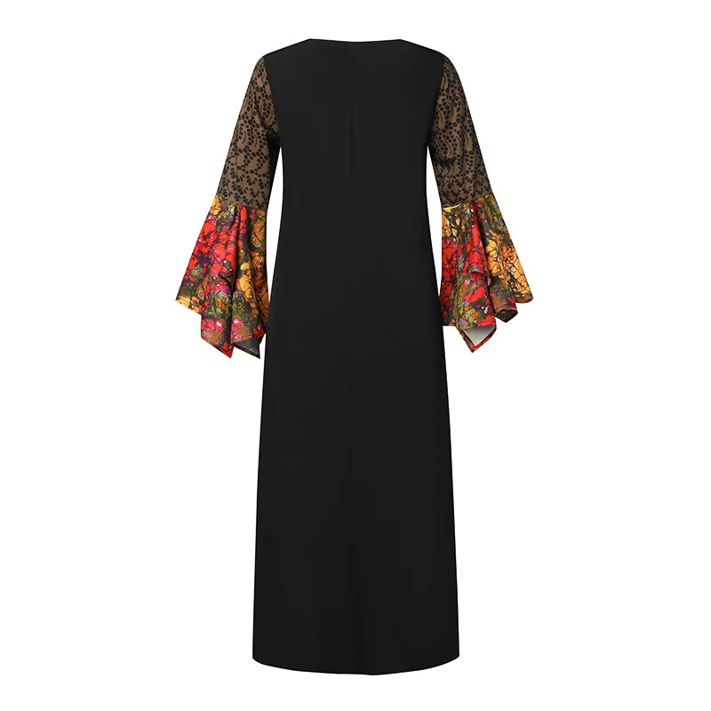 VONDA Plus Size 5XL Oversized Vintage Bohemian Printed Sundress Women Maxi Dress 2024 Long Flare Sleeve Party Casual Loose Robe