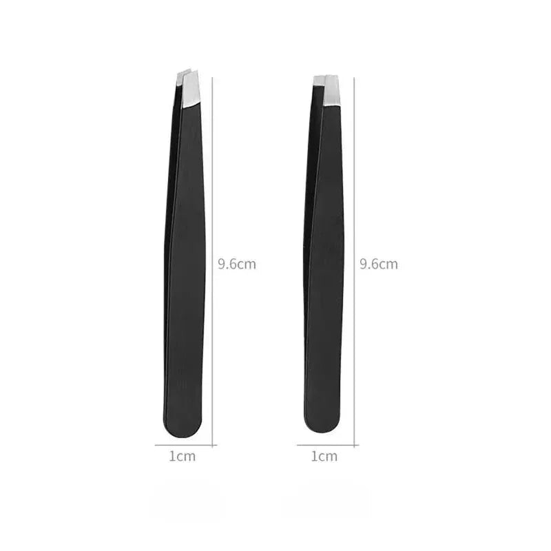Stainless Steel Black Eyebrow Tweezer with Slant and Flat Point Beauty Tools for Eyelash Tweezer & Ingrown Hair Removal Viralgem Store