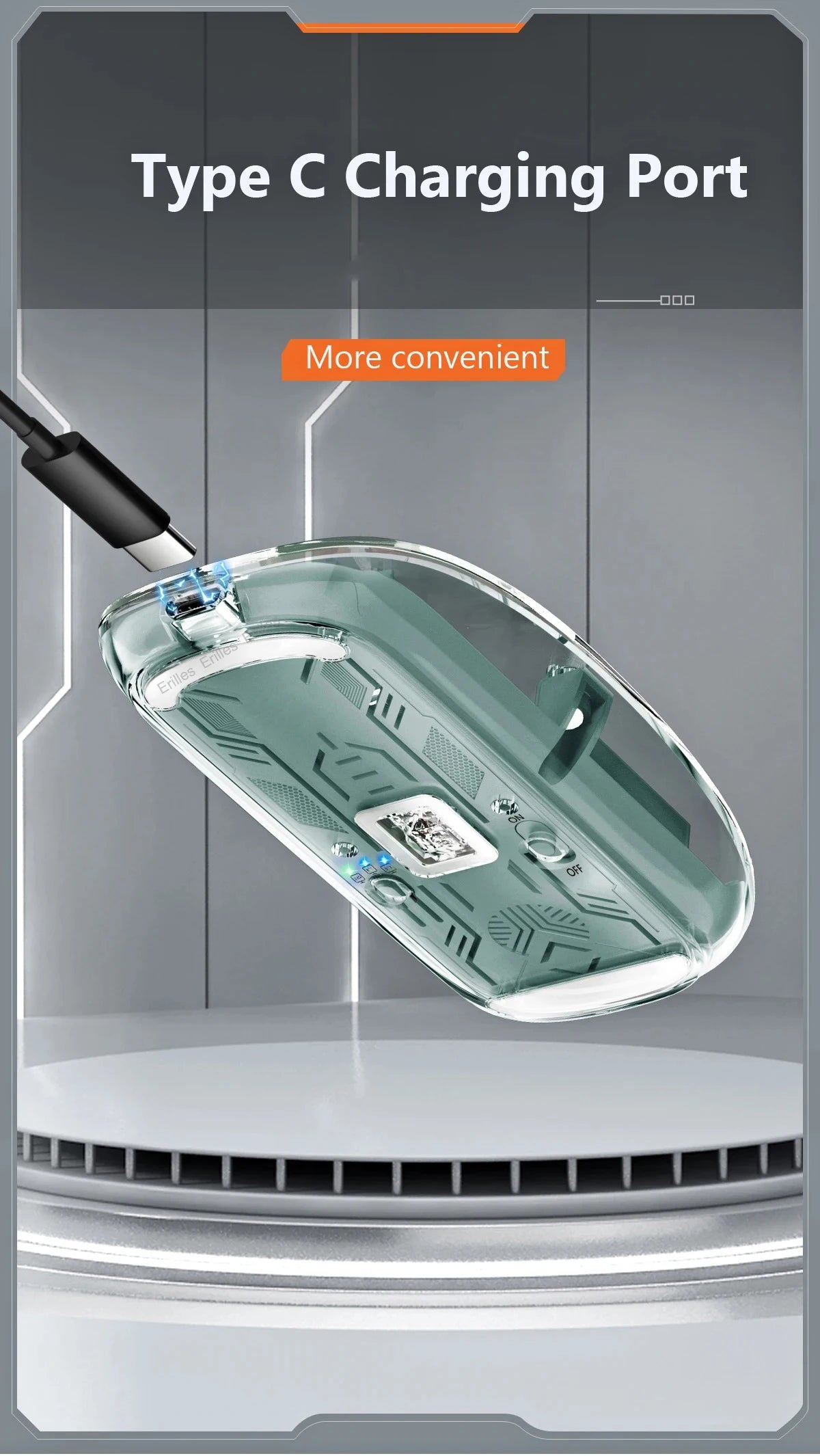 Transparent Magnetic Triple Mode Bluetooth compatible 2.4G Wireless Mouse One-Click Desktop Type-C Rechargeable Silent Mice Mute Viralgem Store