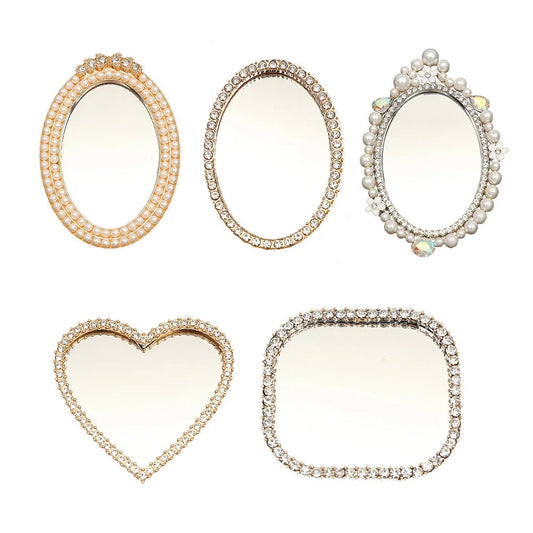 2pcs Round Mini Cute Love Heart Make Up Mirror For Mobile Phone Accessories Self-Adhesive Sticker DIY Phone Decoration Crafts Viralgem Store