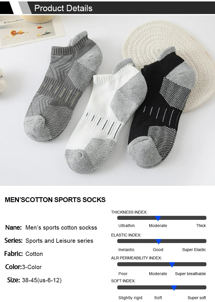6 Pairs/Lot Men's Sport Socks Breathable Outdoor Running buffer thickenBasketball Socks Cotton Training Short Tube Socks For Men Viralgem Store