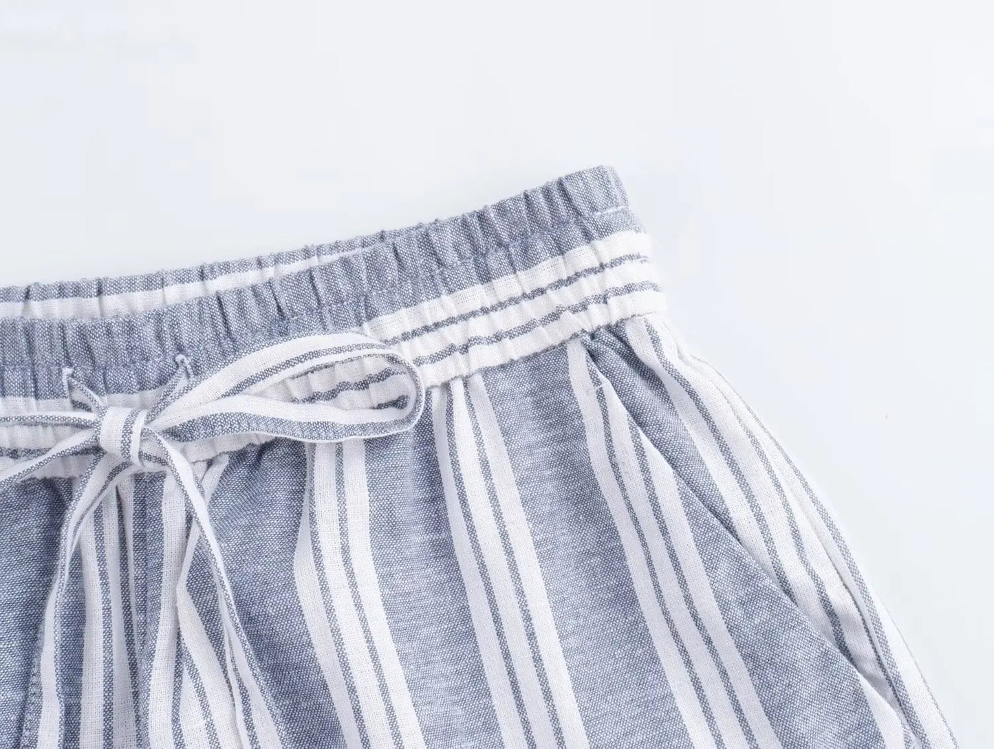 TRAF 2024 Women's Linen Blend Striped Casual Pants Dress Baggy Woman High Waist Cargo Clothes Promotion Official Store