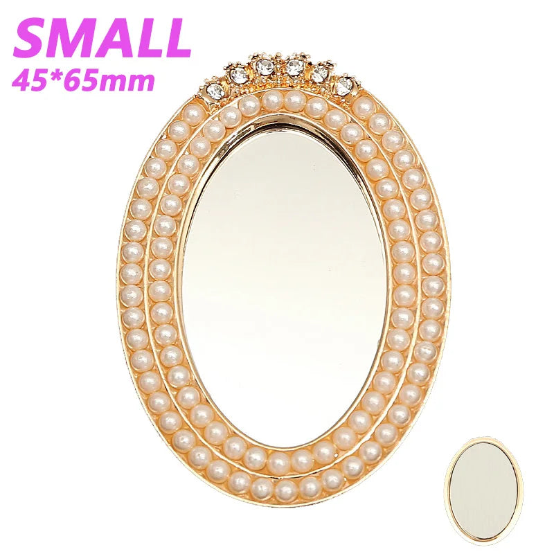 2pcs Round Mini Cute Love Heart Make Up Mirror For Mobile Phone Accessories Self-Adhesive Sticker DIY Phone Decoration Crafts Viralgem Store