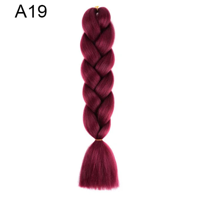 24Inch Synthetic Braiding Hair Extension Ombre Color Rainbow DIY Jumbo Hair Pink Red Blue Hairstyle for Women Viralgem Store