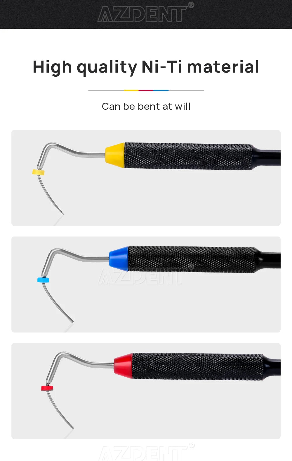1Pcs AZDENT Dental Endo Buchanan Hand Plugger Fill Instrument NITI Tip #0 #1 #2 Endodontic Dentist Dentistry Tools