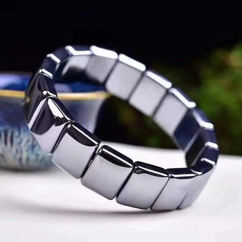 Weight Loss Magnetic Power Therapy Bracelet for Men Women W Shape Black Hematite Stone Beads Stretch Health Care Couple Jewelry