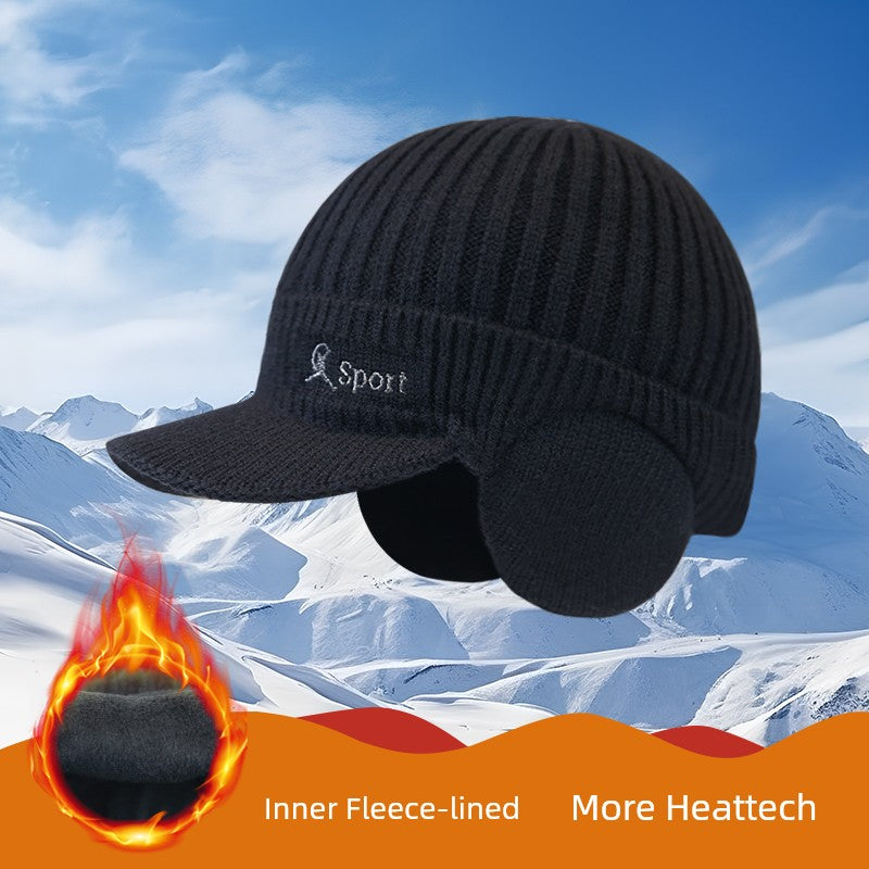 Winter Heattech Male Fleece-lined Thickened Cold Protection Cycling Hat
