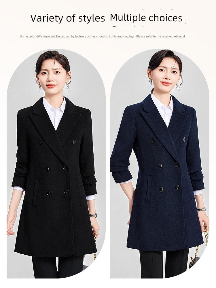 Woolen Coat Winter Thickened New Double Breasted Suit Coat Hotel Manager Work Clothes Mid Length Long Length Trench Coat Viralgem Store