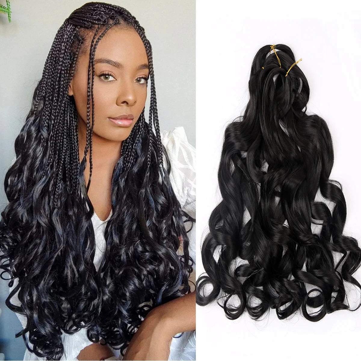 16-24 inches Synthetic French Curly Crochet Braiding Hair Loose Wave Ombre Hair for Women Spiral Pre Stretched Hair Extensions Viralgem Store