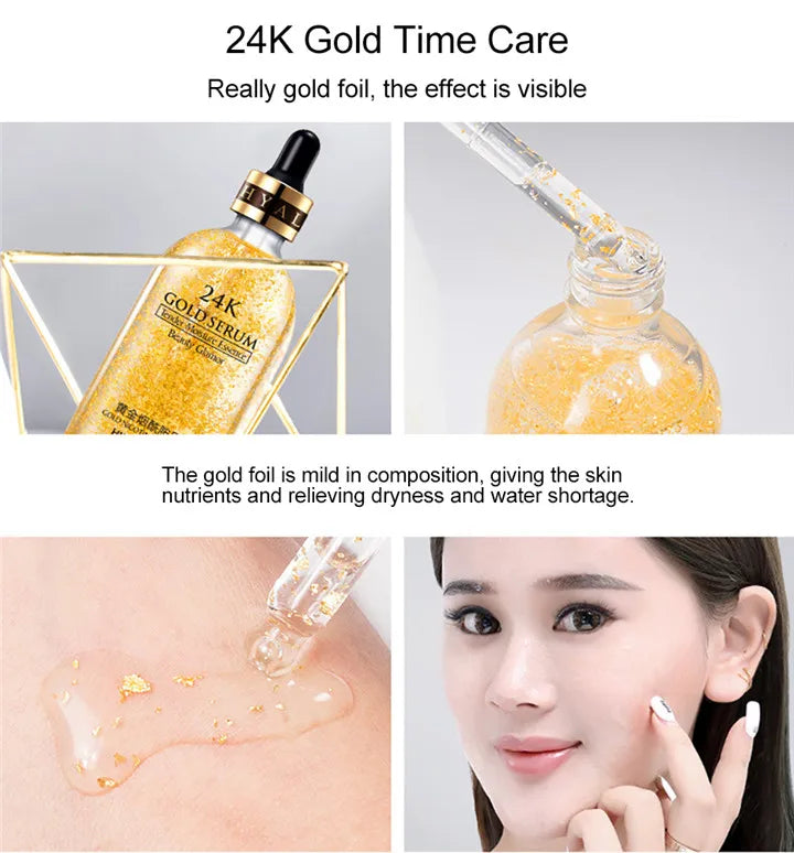 24K Gold Facail Essence Oil Hyaluronic Acid Moisturizer Serum Brightening Day Creams Anti Aging Skin Care 30/100ML