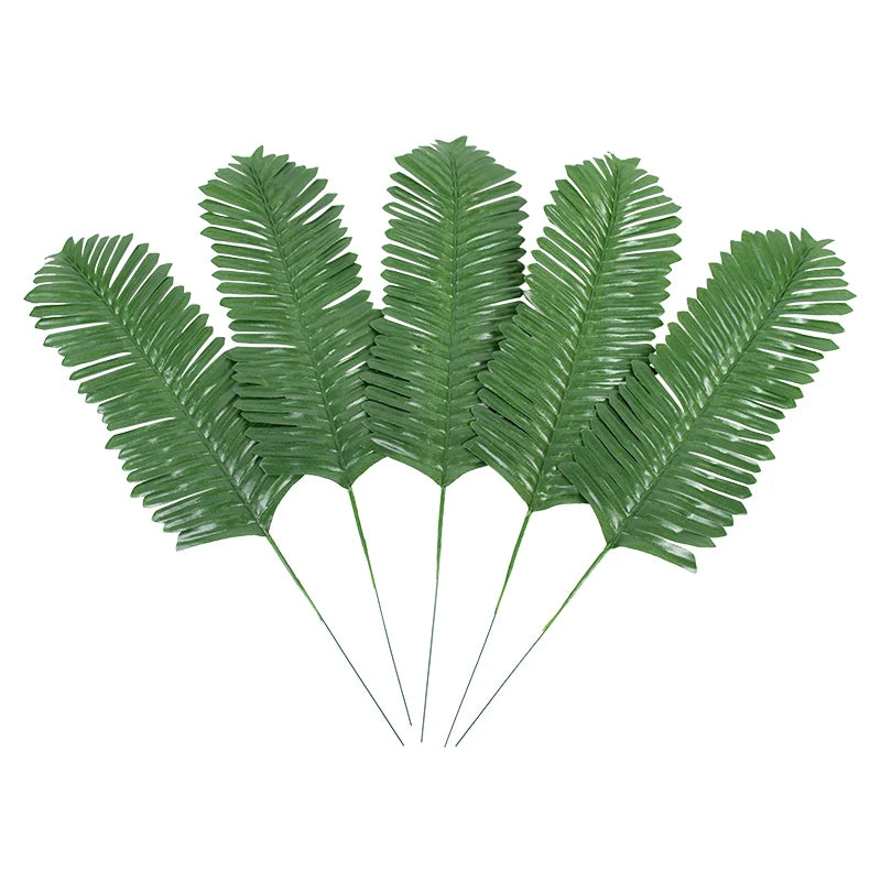10/20pcs Artificial Green Palm Leaves Tropical Monstera Silk Turtle Leaves for Hawaiian Luau Beach Wedding Party Home Decoration