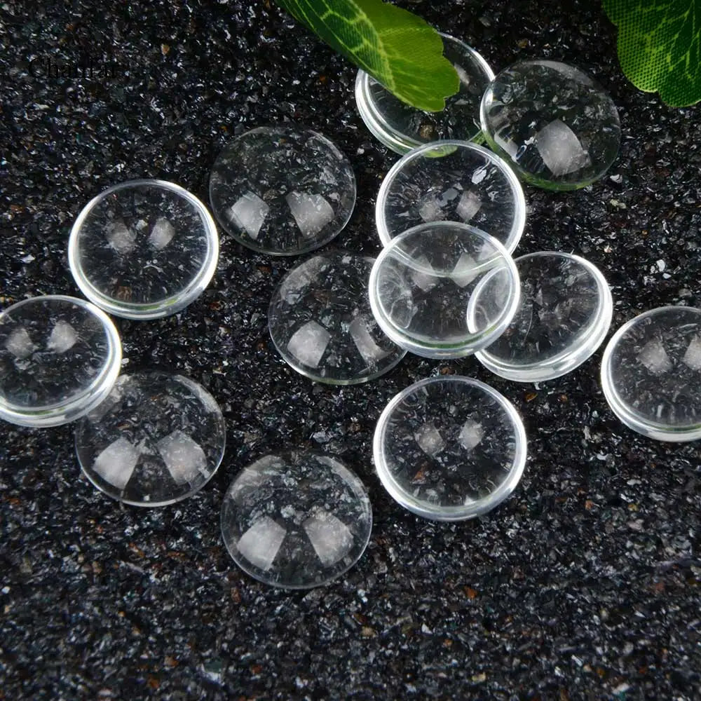 100pcs/lot 10mm Handmade Round Flat Back Transparent Clear Glass Cabochons Supplies For DIY Accessories Jewelry