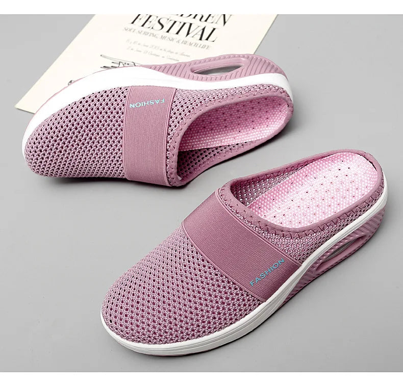 Women Wedge Slippers Anti-slip Casual Female Sandals Platform Retro Summer thick sole air cushion shock absorption outdoor Shoes