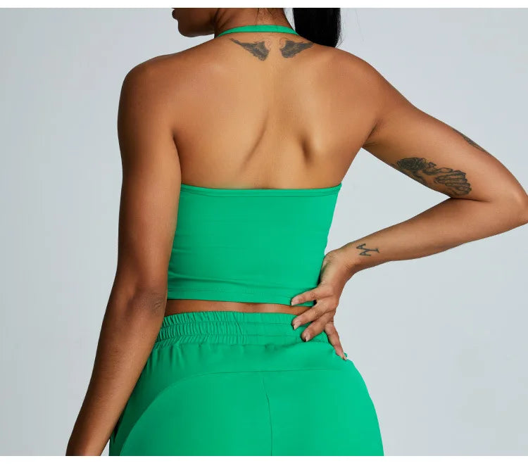 YJ-Spring and Summer New Halter Yoga Vest Women's Sling Beauty Back Exercise Underwear Slim Fit and Quick-Drying Yoga Clothes Br