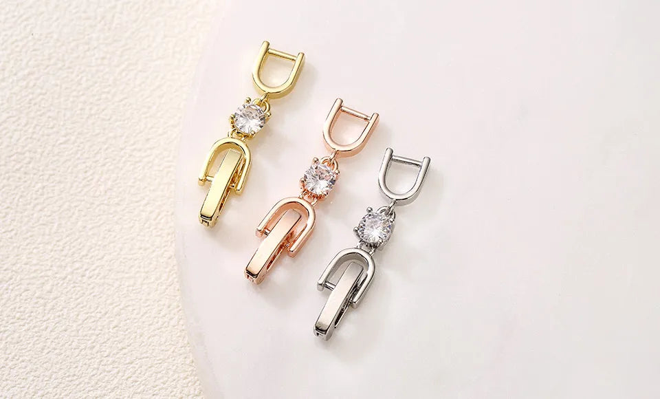 Uilz Fashion 1 Pcs Round Cz Zirconia White Rose Gold Color Extenders Extension Clasp for Bracelet or Necklace