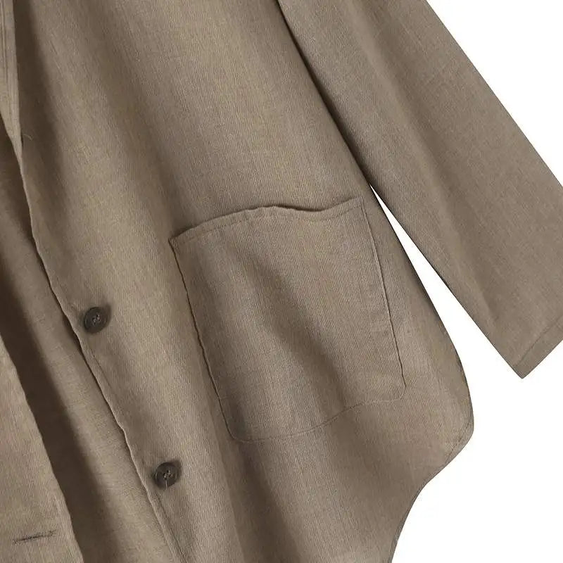 Women Solid Blazer 2024 Autumn ZANZEA Fashion Long Sleeve Outerwear Casual Loose Lapel Collar Coat Vintage Pocket Thin Jackets