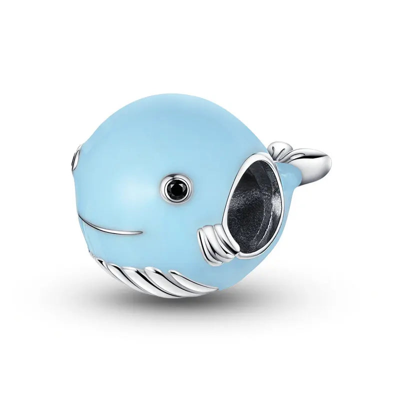 WOSTU 925 Sterling Silver Magical Flying Fish Pendants Blue Ocean Whale Bead Fit Original Bracelet DIY Charms Jewelry Making