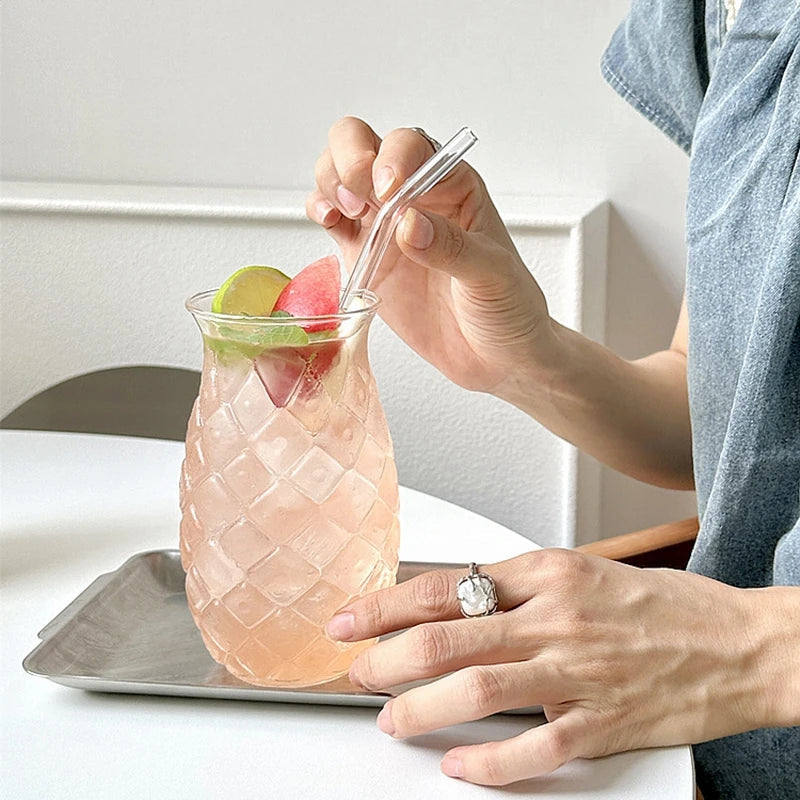 250ml-865ml INS Glass Cup Pineapple Shape Coffee Mug Transparent Cocktail Bar Beverages Soda Water Juice Mugs Cup Drinkware Viralgem Store