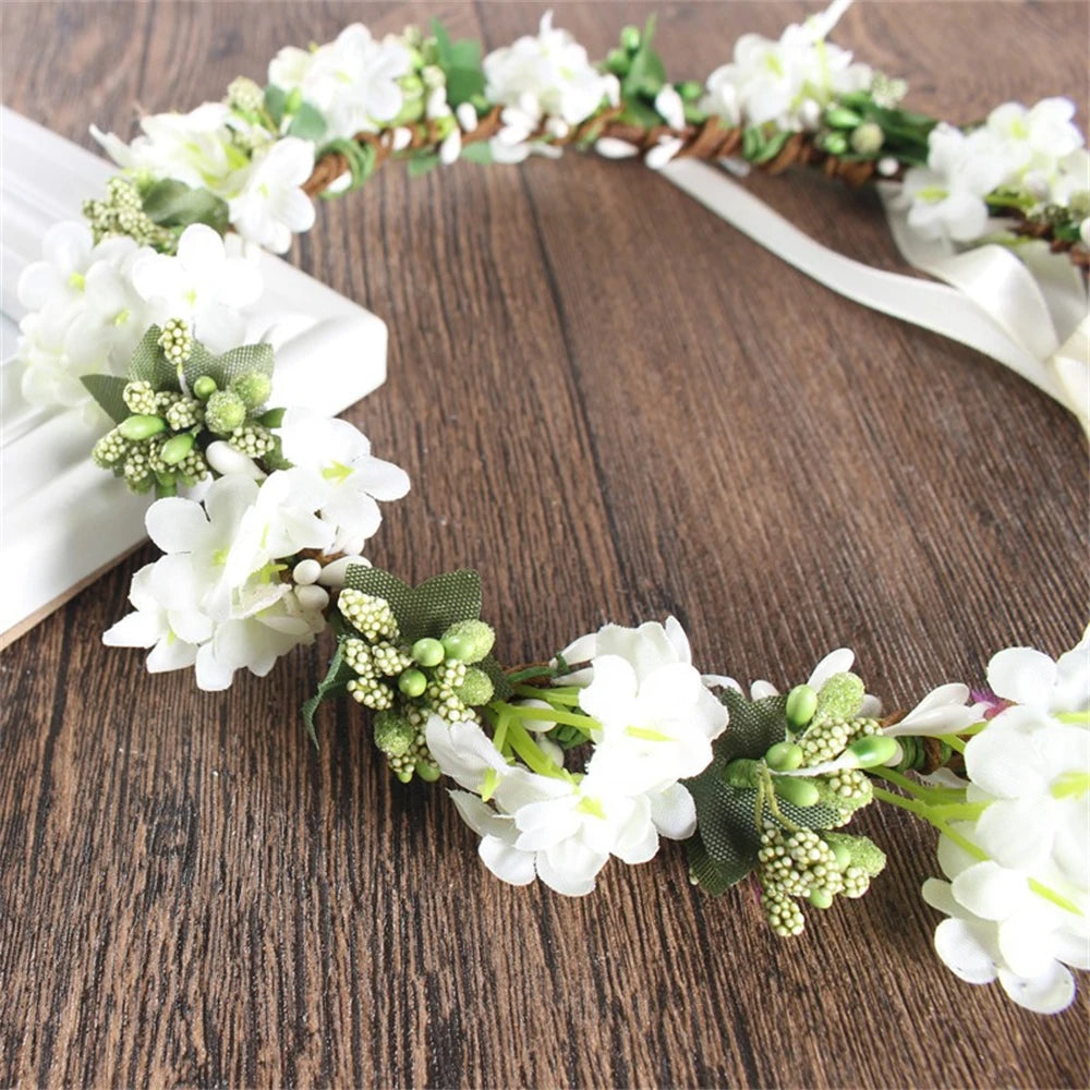 Spring Lady Girl Sweet Princess Headband Floral Crown Flower Headband Boho Wedding Party Hair Wreath Boho Bridal Headdress 2024 Viralgem Store