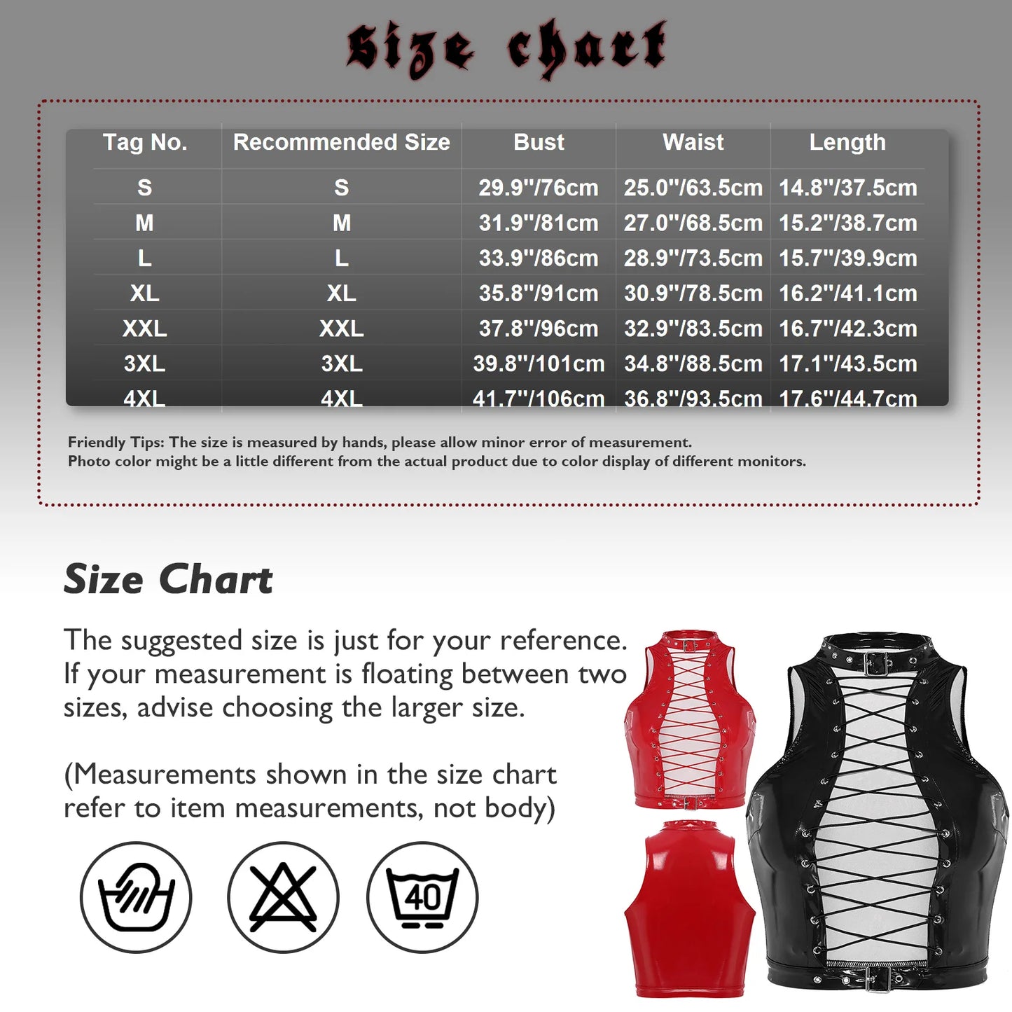 Women's Patent Leather Sleeveless Crop Tops Gothic Punk Corset Top Adjustable Round Neck Lace-up Vest Party Clothes Clubwear