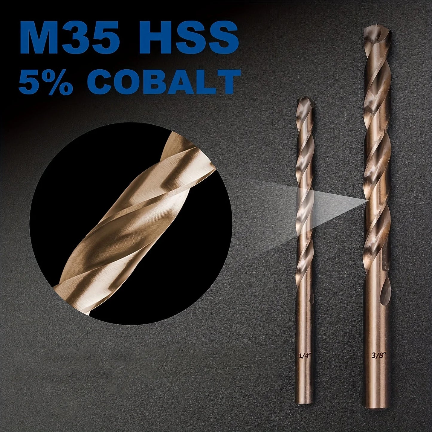 19pcs M35 Cobalt Round Straight Handle Metric Drill bit Set 1mm-10mm Drill Bits Suitable for Stainless Steel Hard Metal