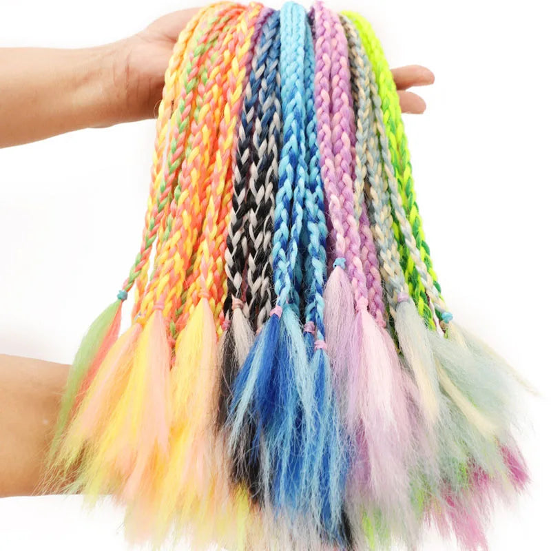 35cm Girl Thicker Wig Ponytail Hair Ropes Kids Twist Braid Rope Headdress Hair Braider Elastic Hair Band Rubber Hair Accessories Viralgem Store