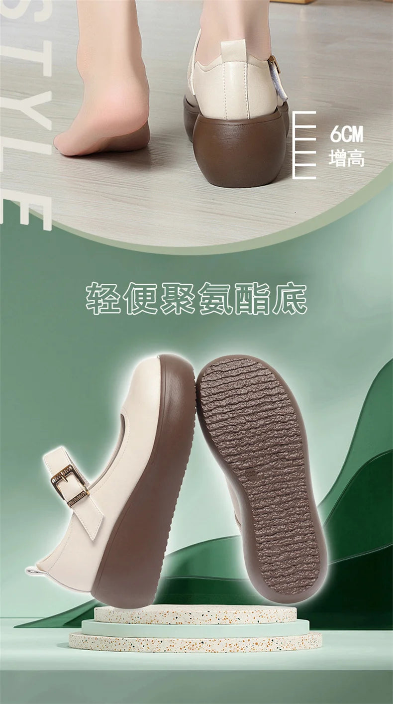 Spring Fashion Wedge Round Toe Soft Bottom Lolita Shoes Women Cute Vintage Mary Jane Shoes Chunky College Student Shoes Viralgem Store