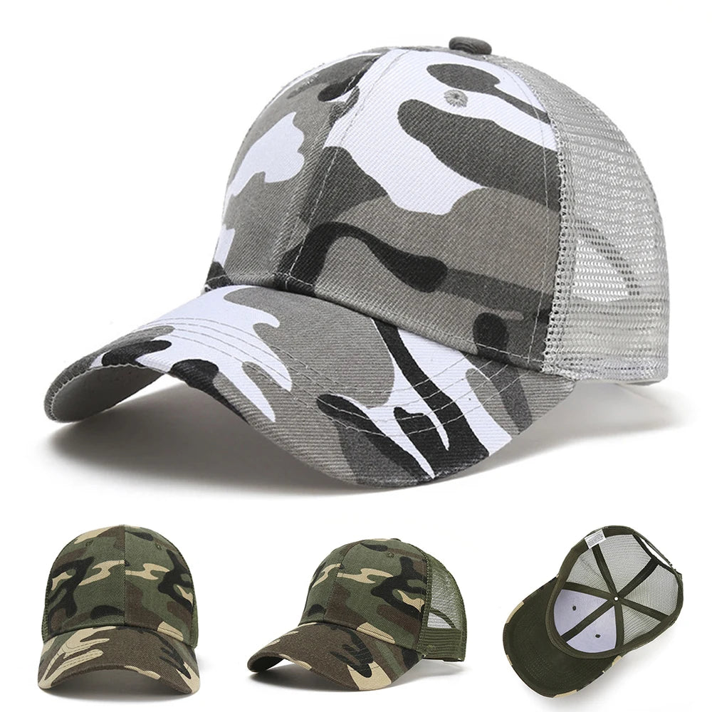 Spring Summer Sun Hat Caps For Men Women Adjustable Baseball Cap Breathable Mesh Trucker Cap Camouflage Baseball Hat Viralgem Store