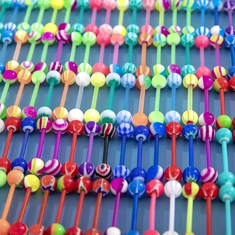 100/50/30/10 Pcs Mixed Color Acrylic Rod Tongue Nails Set Simple Body Jewelry Tongue Earrings Decor Piercing