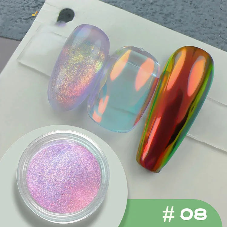 1jar Chrome Chameleon Aurora Nail Powder Metallic Effect Nail Glitter Pigment Mirror Nail Rubbing Dust Gel Nail Polish Supplies