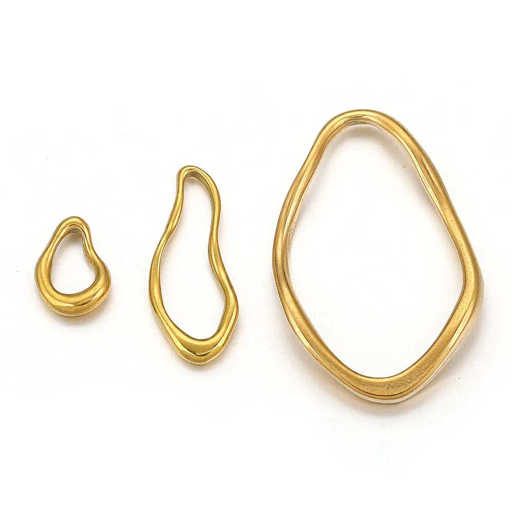 5pcs Stainless Steel Gold-plated Blank Irregular Bezel Charms Connectors for DIY Necklace Jewelry Making Accessories Wholesale